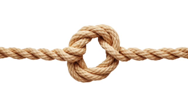 Rope knot isolated on transparent and white background