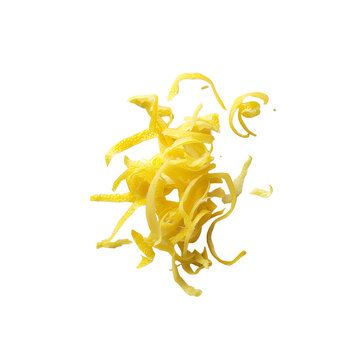 minimalistic Lemon zest isolated on a transparent background photorealism food photography 