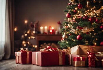 Fototapeta na wymiar Christmas tree with gifts