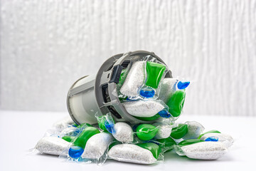 dishwasher capsule with gel and powder 