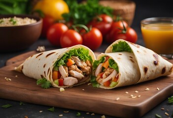 Tortilla wrap with chicken and vegetables