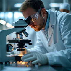 Professional scientists working a modern lab doing research