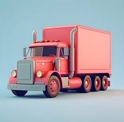 red truck 3 d icon, in the style of playful experimentation, pastel colors