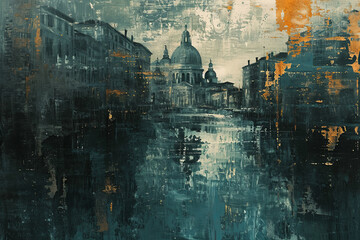 Italian city landscape illustration - obrazy, fototapety, plakaty