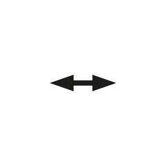 Short small dual double ended arrow. Thin straight two sided arrow. Vector illustration and symbol.