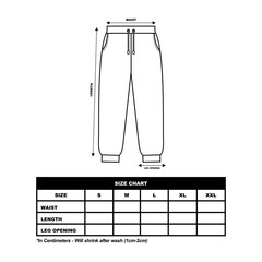 jogger pants Size Chart, sweetpants, tracksuitpants. fashion clothing vector illustration - obrazy, fototapety, plakaty