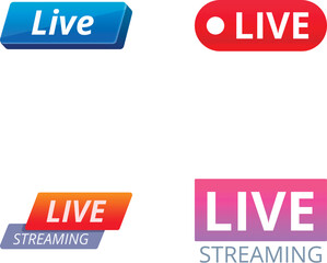 Live streaming icons set cartoon vector. Broadcasting video news. Living show technology