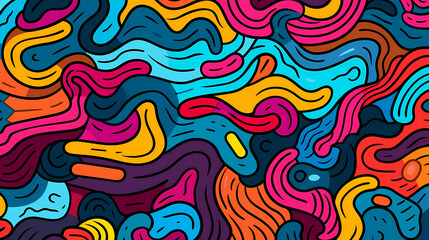 Funny doodle seamless pattern, artistic background