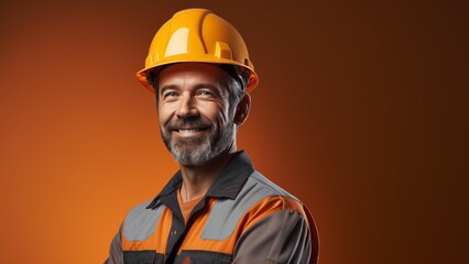 Empowering the Workforce: Smiling Engineer in Safety Helmet for Advertising