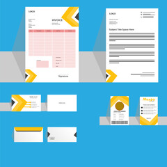 Corporate identity of the construction company.Template design elements branding identity with office stationery items and objects Mockup 