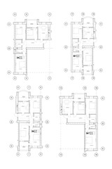 Vector architectural floor plan of three bedroom apartments