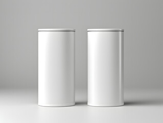 3D white blank two paper tube tin can mockup