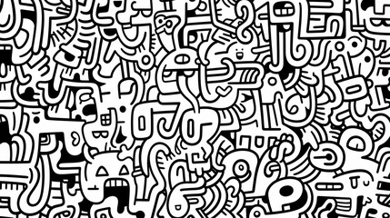 Funny doodle seamless pattern, artistic background