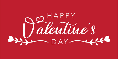 Valentines Day banner with heart pattern and typography of happy valentines day text on red background