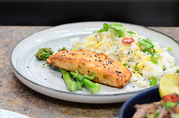grilled salmon steak