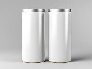 3D white blank two paper tube tin can mockup