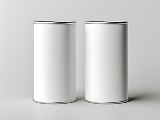 3D white blank two paper tube tin can mockup
