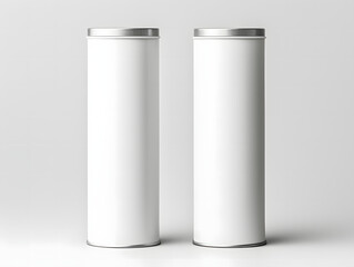 3D white blank two paper tube tin can mockup