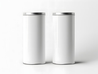 3D white blank two paper tube tin can mockup