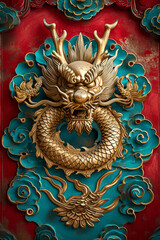 Sculpture of Chinese dragons.