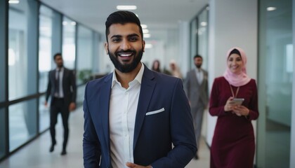 Fototapeta premium arab office worker male, office hustle, office worker, office job, corporate worker, arab man