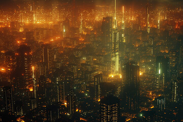 Obraz premium Urban night scenes from an aerial perspective.