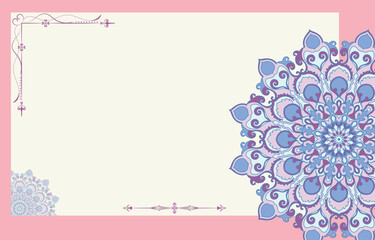 Vintage visiting card. Floral, mandala and ornament. Oriental, Islamic, Arabic, Indian design layout, Ottoman motifs