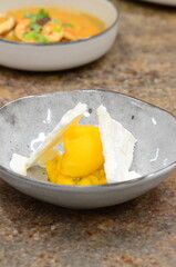 mango sorbet ,serving dessert, 