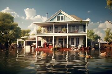 Flood disaster residential. Generative AI