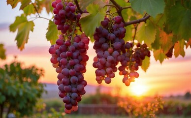 fresh grapes in the garden, fruit ready to harvest, agricultural concept. Generative AI