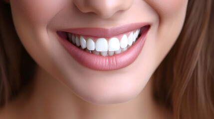 Close-up of a beaming smile with pearly white teeth, expression of happiness, healthy dental concept