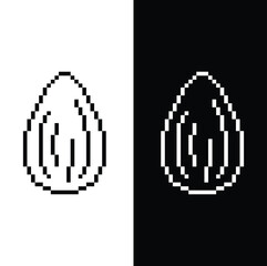 pixel almond nut icon.  Vector pixel art almond nut 8 bit for game  logo template 