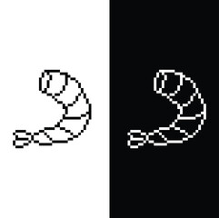 pixel Shrimp icon.  Vector pixel art Shrimp 8 bit for game  logo template 