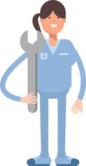 Nurse Character Holding Wrench
