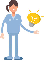 Nurse Character and Light Bulb
