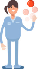 Nurse Character Playing Ball
