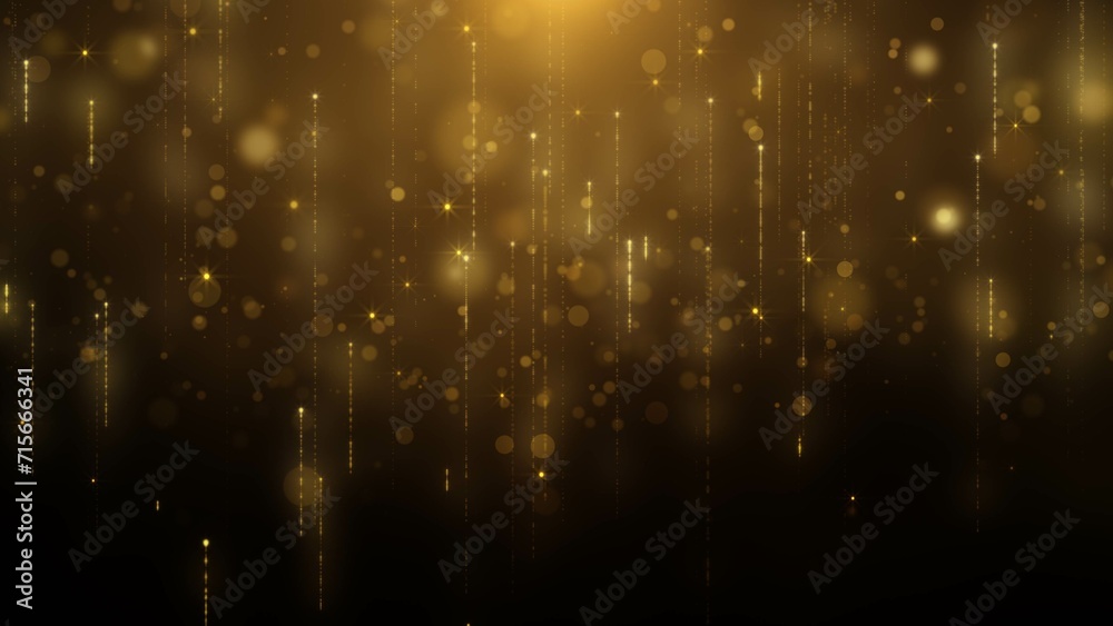Poster glittering gold particle background greeting merry christmas with lens flare shinning light. abstrac