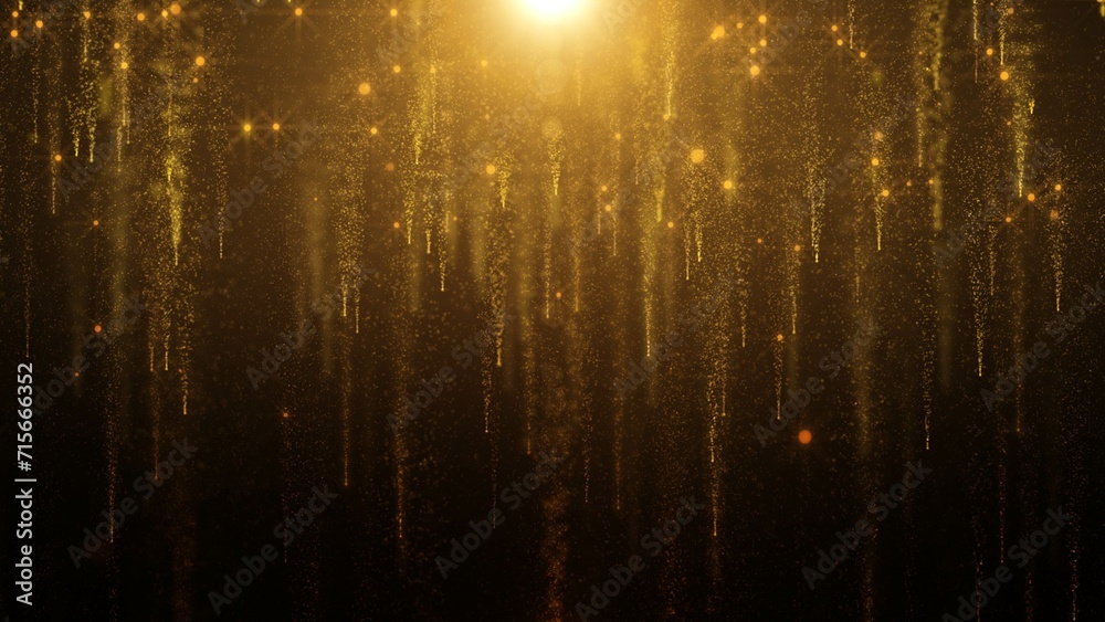 Aufkleber glittering gold particle background greeting merry christmas with lens flare shinning light. abstrac