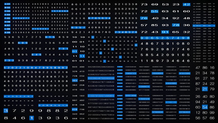 HUD Digital Number Flying Out in Space Concept Random Code Selection Illustration Background.