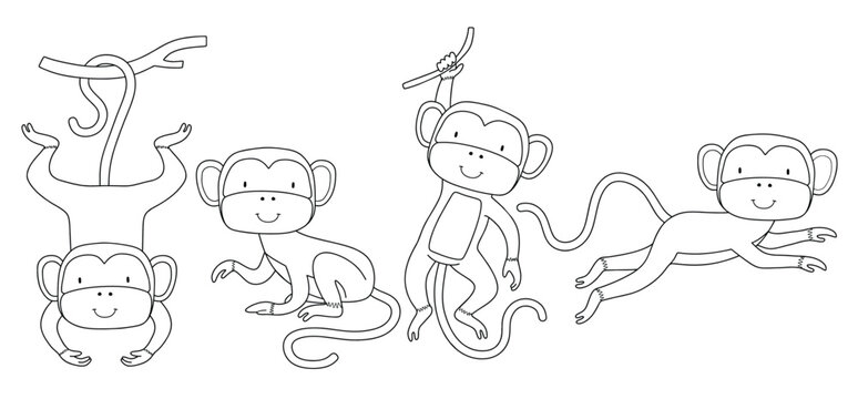 Doodle of cute monkey sketch. outline vector illustration.