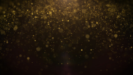 Glittering gold particle falling, flying in the wind fro Christmas, celebration, downward infographic illustration background.