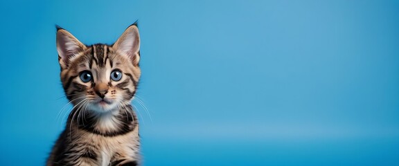 Cute cat with blue background