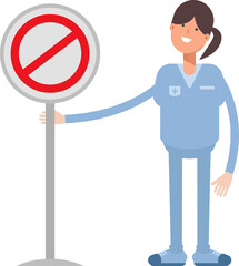 Nurse Character and Prohibition Signage
