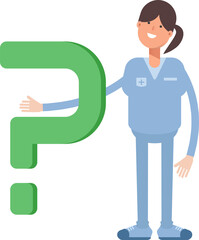 Nurse Character and Question Mark
