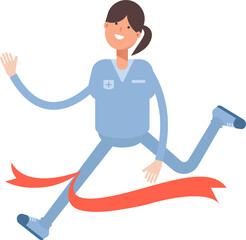 Nurse Character Running at Finish Line
