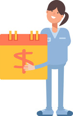 Obraz premium Nurse Character and Payment Date Calendar 