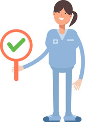 Nurse Character Showing Check Mark
