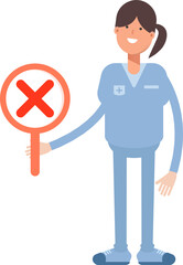 Nurse Character Showing Wrong Mark
