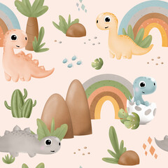Cute baby dinosaur pattern