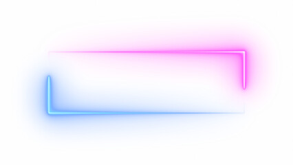 Abstract blue pink neon glowing line frame, animated moving led light screen box projection 3d rendering, empty space border presentation design background, futuristic laser sprectrum backdrop